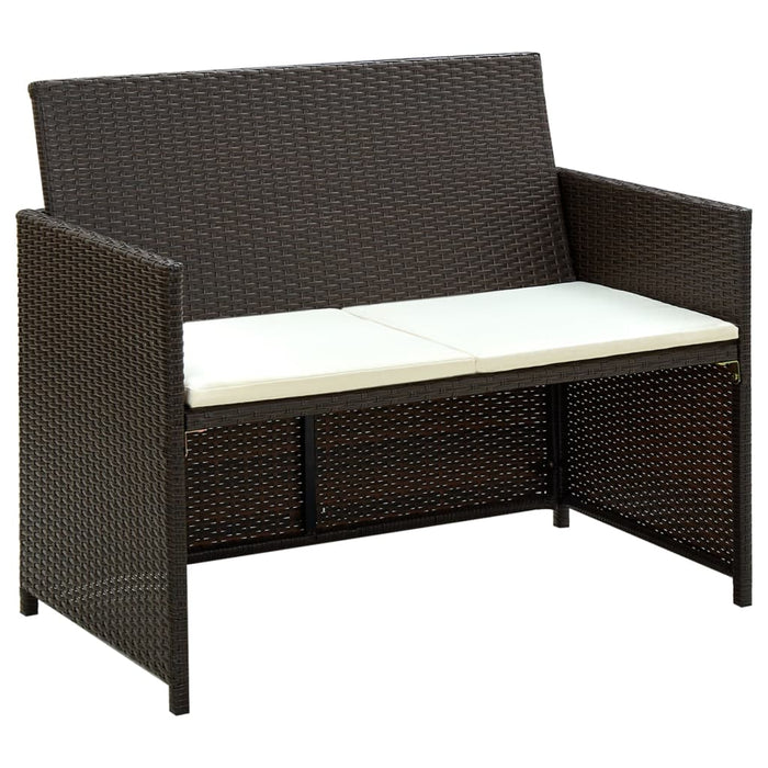 Set mobilier de grădină cu perne, 4 piese, maro, poliratan - WALTI WALTI