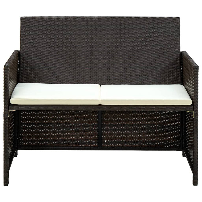 Set mobilier de grădină cu perne, 4 piese, maro, poliratan - WALTI WALTI