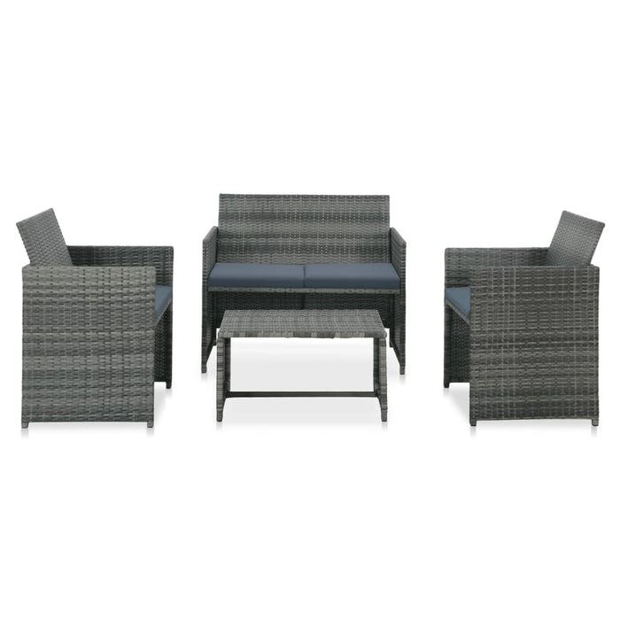 Set mobilier de grădină cu perne, 4 piese, gri, poliratan - WALTI WALTI