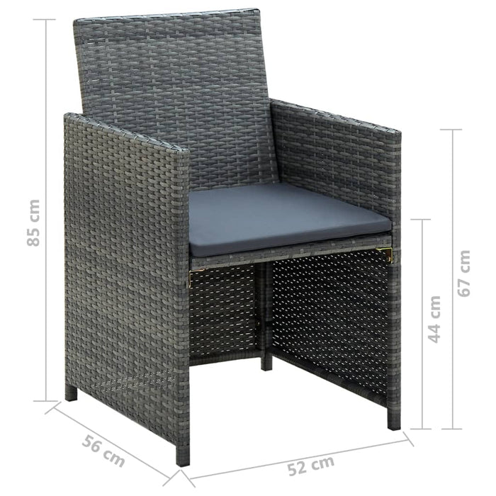 Set mobilier de grădină cu perne, 4 piese, gri, poliratan - WALTI WALTI