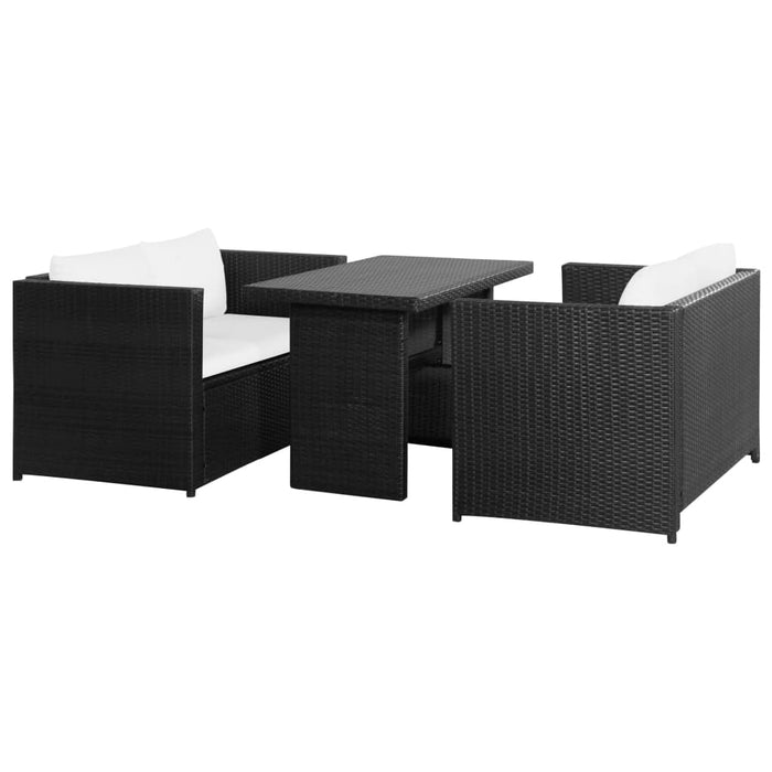 Set mobilier de grădină cu perne, 3 piese, negru, poliratan - WALTI WALTI