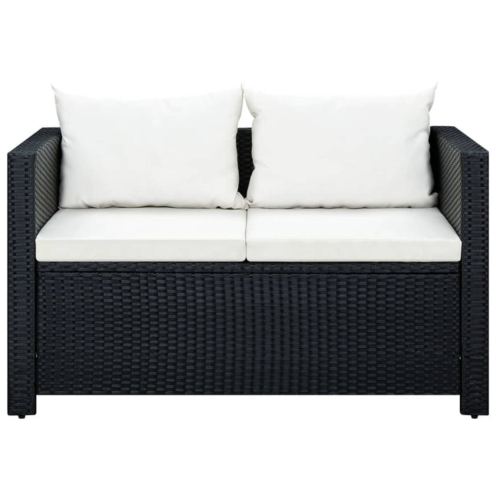 Set mobilier de grădină cu perne, 3 piese, negru, poliratan - WALTI WALTI