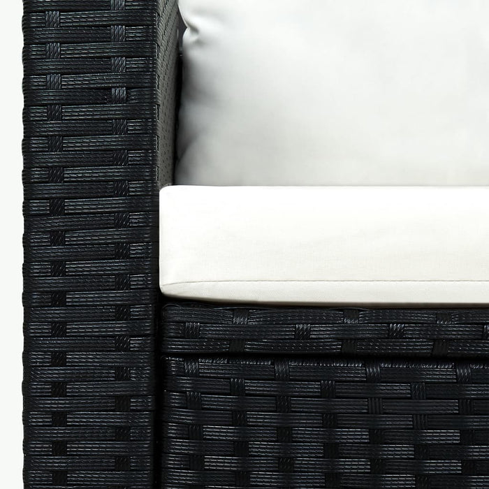 Set mobilier de grădină cu perne, 3 piese, negru, poliratan - WALTI WALTI