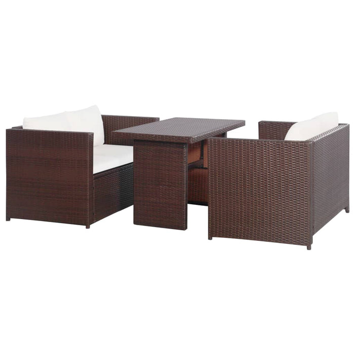 Set mobilier bistro cu perne, 3 piese, maro, poliratan - WALTI WALTI