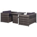 Set mobilier bistro cu perne, 3 piese, gri, poliratan - WALTI WALTI