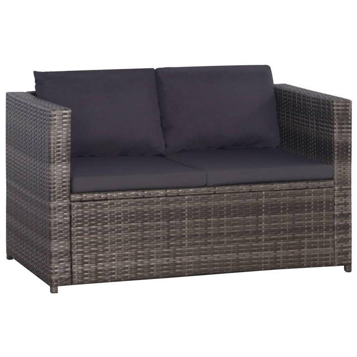 Set mobilier bistro cu perne, 3 piese, gri, poliratan - WALTI WALTI