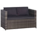 Set mobilier bistro cu perne, 3 piese, gri, poliratan - WALTI WALTI