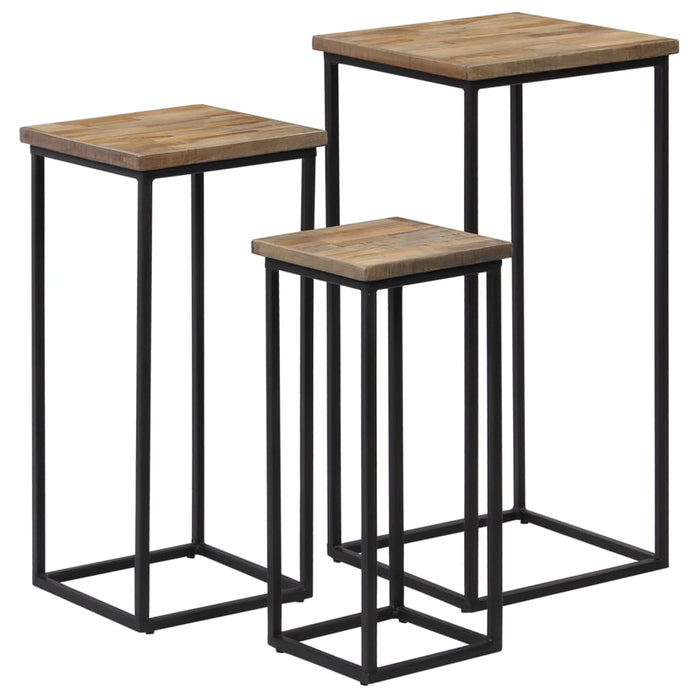 Set de masă cu plante din 3 piese, lemn de tec reciclat - WALTI WALTI