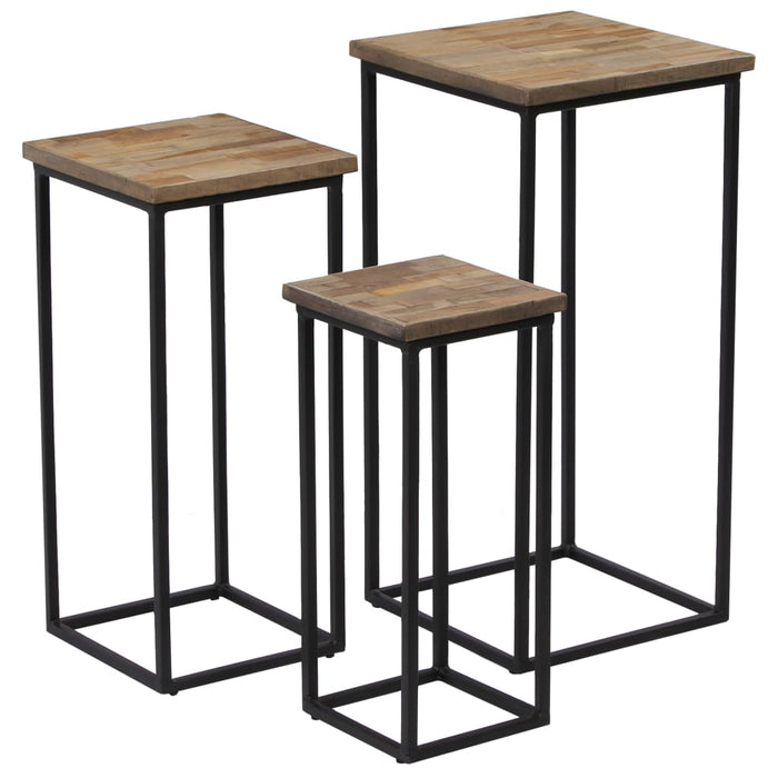 Set de masă cu plante din 3 piese, lemn de tec reciclat - WALTI WALTI