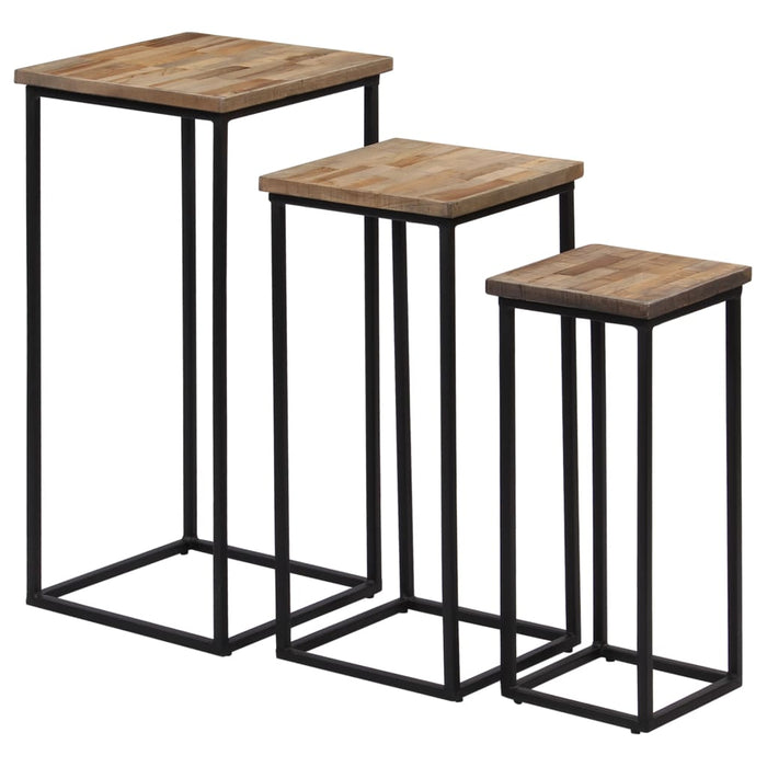Set de masă cu plante din 3 piese, lemn de tec reciclat - WALTI WALTI