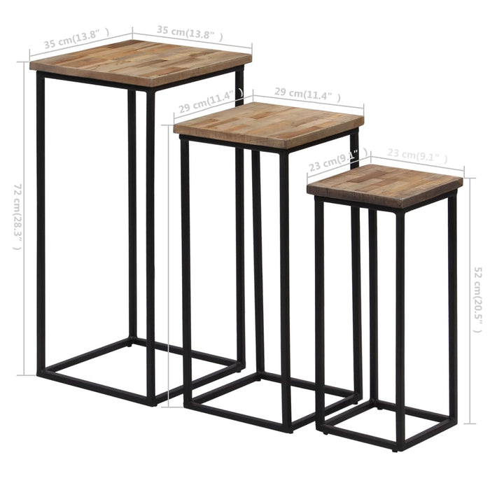 Set de masă cu plante din 3 piese, lemn de tec reciclat - WALTI WALTI