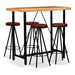 Set mobilier bar, 5 piese, lemn masiv acacia și piele naturală - WALTI WALTI