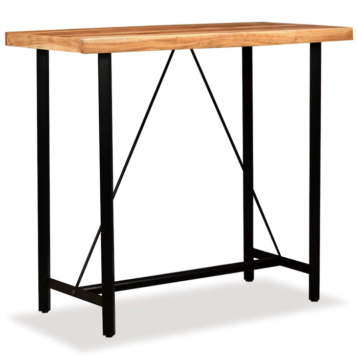 Set mobilier bar, 5 piese, lemn masiv acacia și piele naturală - WALTI WALTI