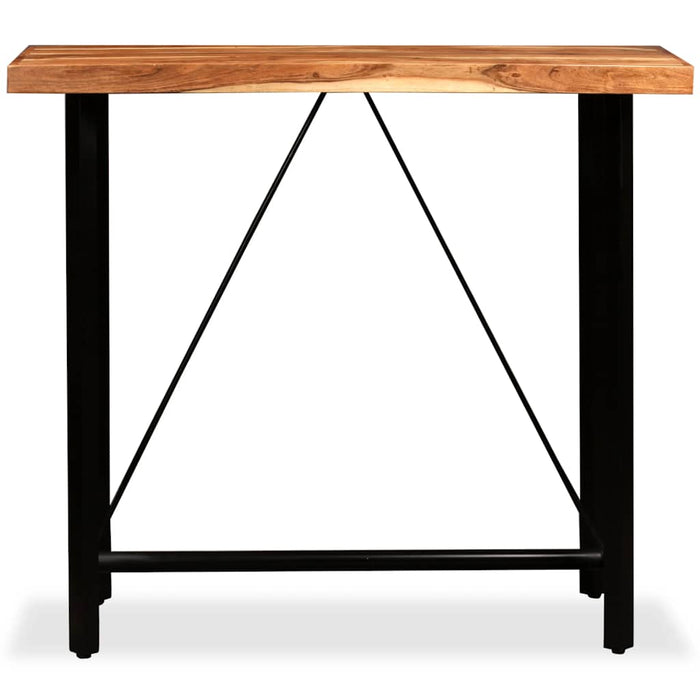 Set mobilier bar, 5 piese, lemn masiv acacia și piele naturală - WALTI WALTI