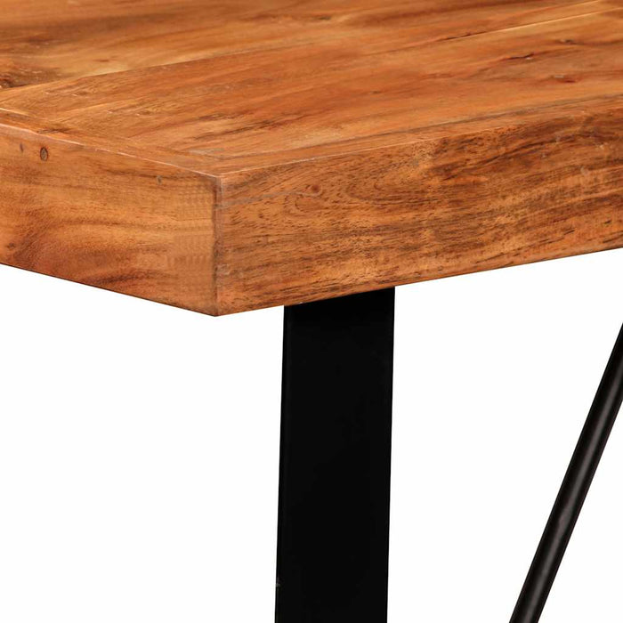 Set mobilier bar, 5 piese, lemn masiv acacia și piele naturală - WALTI WALTI
