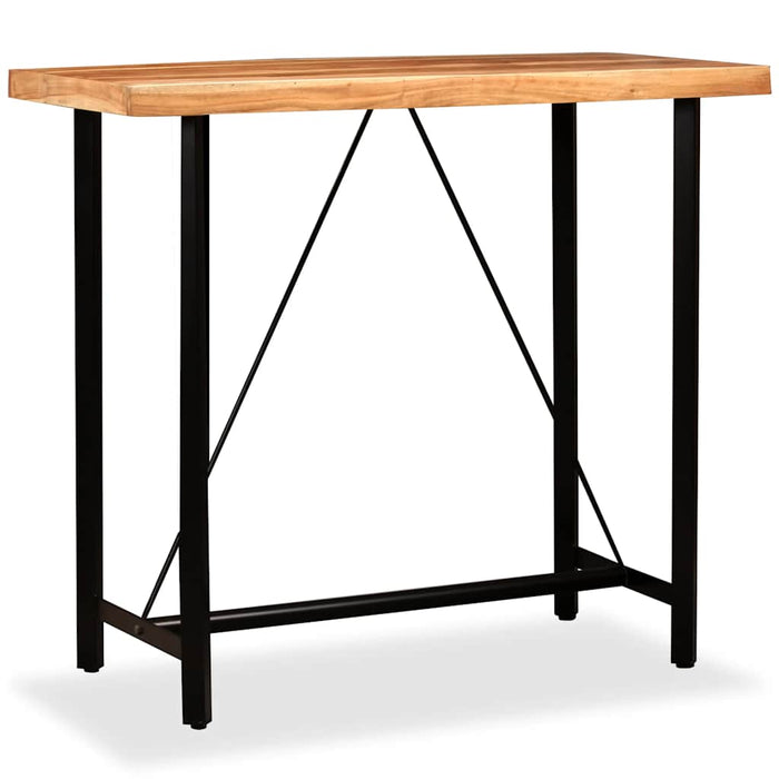 Set mobilier bar, 5 piese, lemn masiv acacia și piele naturală - WALTI WALTI