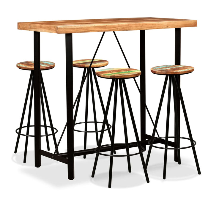 Set mobilier bar, 5 piese, lemn masiv acacia și lemn reciclat - WALTI WALTI