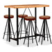 Set mobilier bar, 5 piese, lemn acacia, piele naturală & pânză - WALTI WALTI