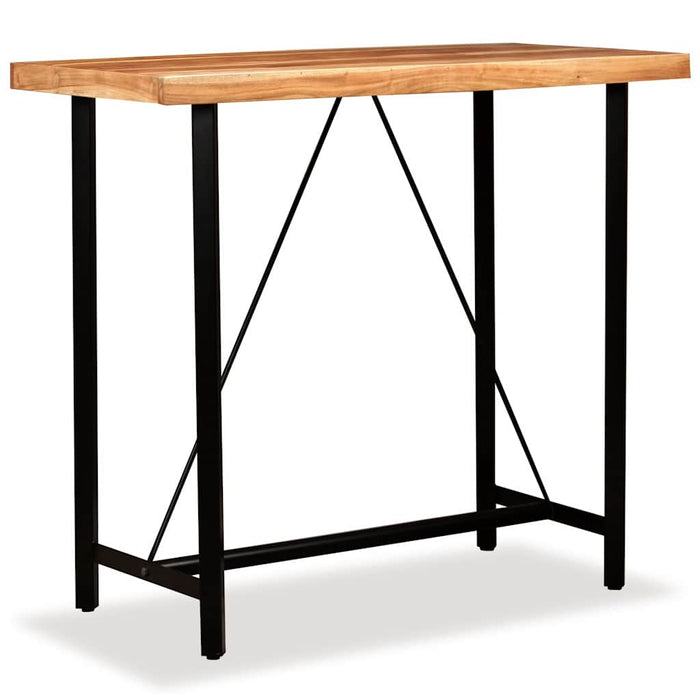 Set mobilier bar, 5 piese, lemn acacia, piele naturală & pânză - WALTI WALTI