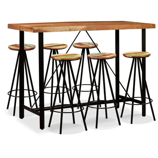 Set mobilier bar, 7 piese, lemn masiv acacia și lemn reciclat - WALTI WALTI