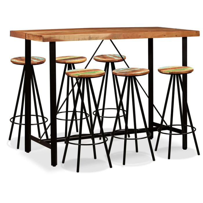 Set mobilier bar, 7 piese, lemn masiv acacia și lemn reciclat - WALTI WALTI