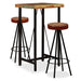 Mobilier bar 3 piese lemn masiv reciclat, piele naturală, pânză - WALTI WALTI