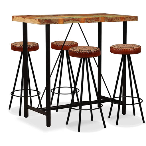 Set de bar 5 piese lemn masiv reciclat, piele naturală și pânză - WALTI WALTI