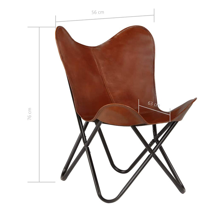 Scaun fluture, maro, piele naturală, măsură copii WALTI