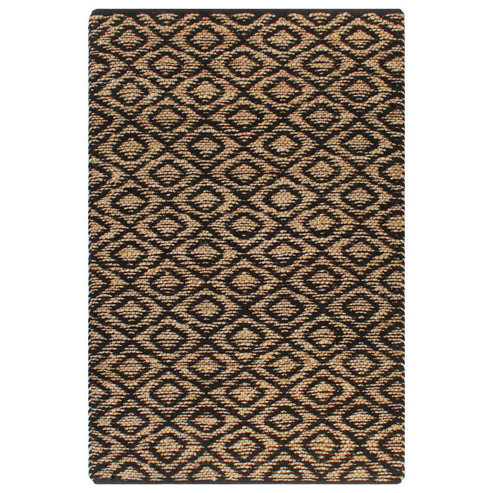 Covor iută lucrat manual, natural și negru, 120x180 cm, textil WALTI