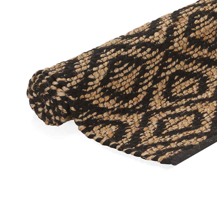 Covor iută lucrat manual, natural și negru, 120x180 cm, textil WALTI