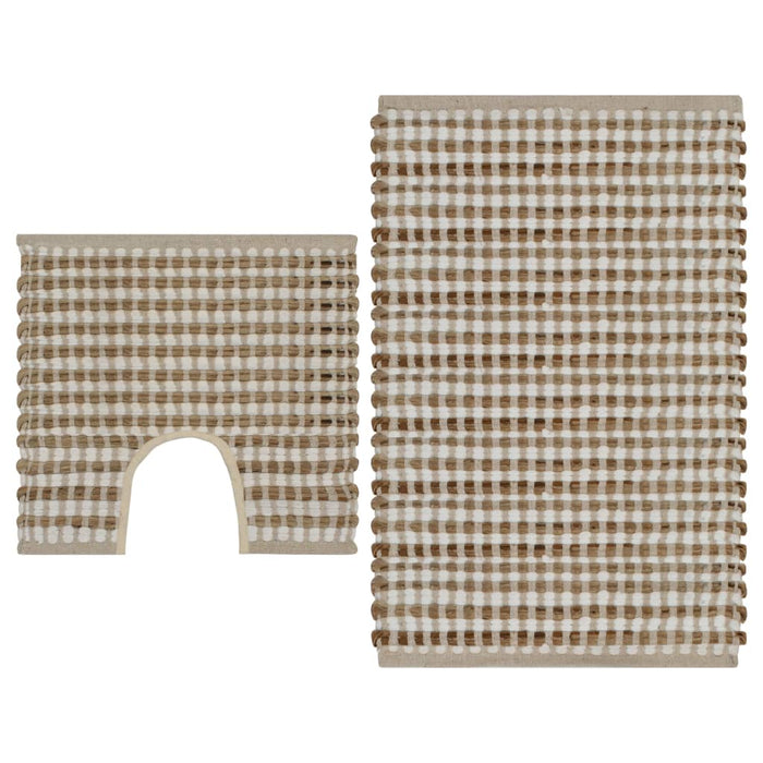 Set covoraș de baie lucrat manual, natural și alb, iută textil - WALTI WALTI