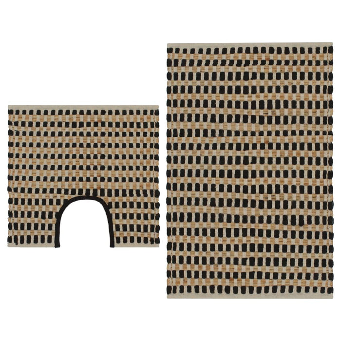 Set covoraș baie lucrat manual, natural și negru, iută textil - WALTI WALTI