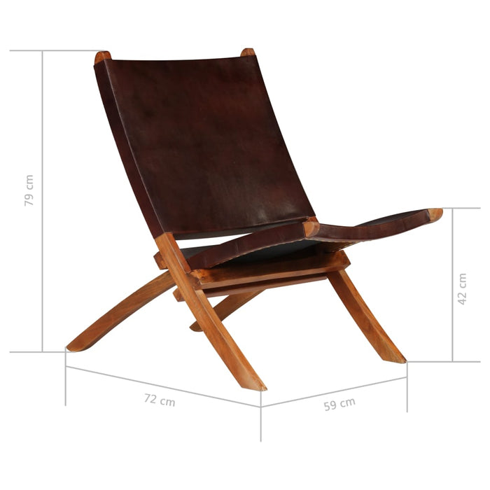 Scaun relaxant pliant, maro, piele naturală - WALTI WALTI