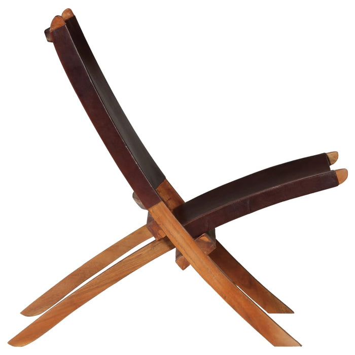 Scaun relaxant pliant, maro, piele naturală - WALTI WALTI
