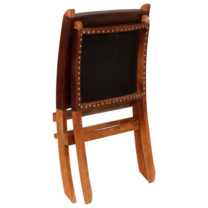 Scaun relaxant pliant, maro, piele naturală - WALTI WALTI