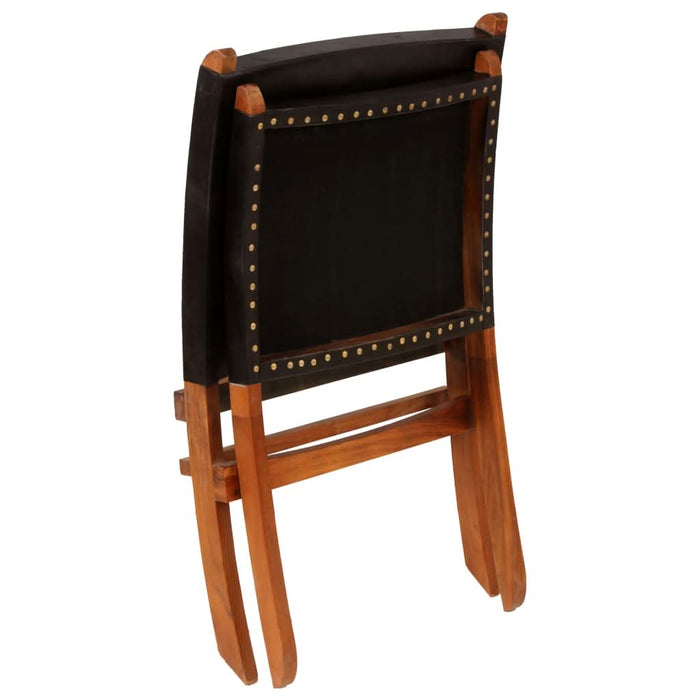 Scaun relaxant pliant, negru, piele naturală - WALTI WALTI