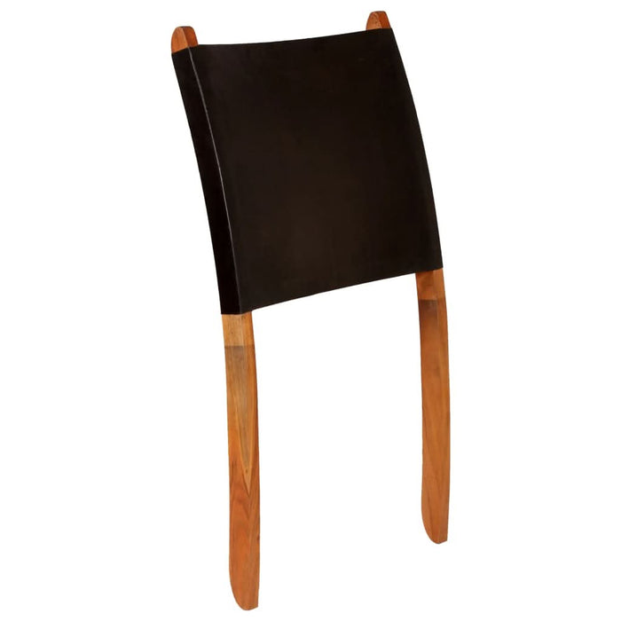 Scaun relaxant pliant, negru, piele naturală - WALTI WALTI