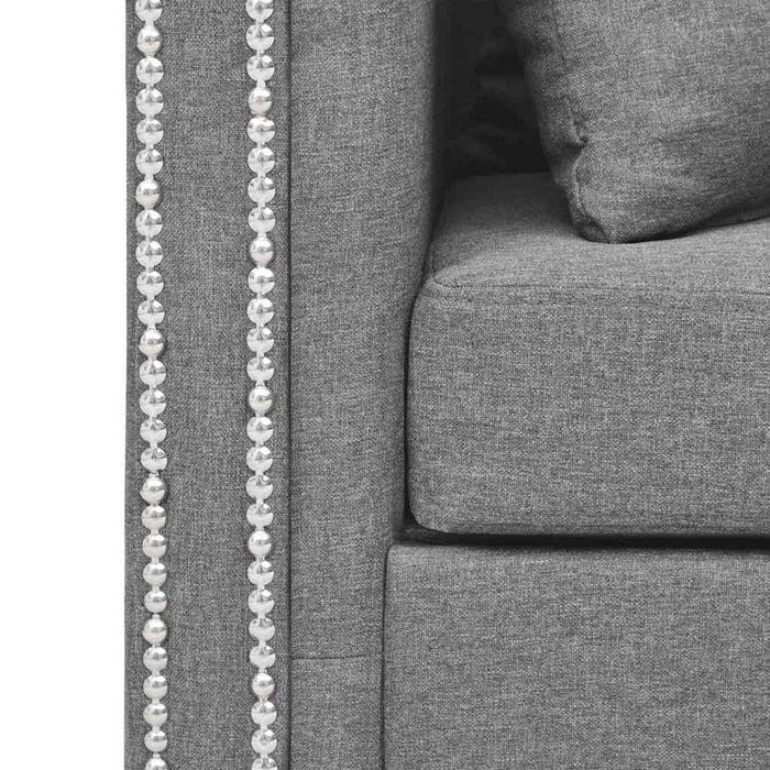 Set canapele 2 piese, material textil, gri deschis WALTI