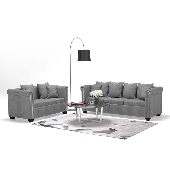 Set canapele 2 piese, material textil, gri deschis WALTI