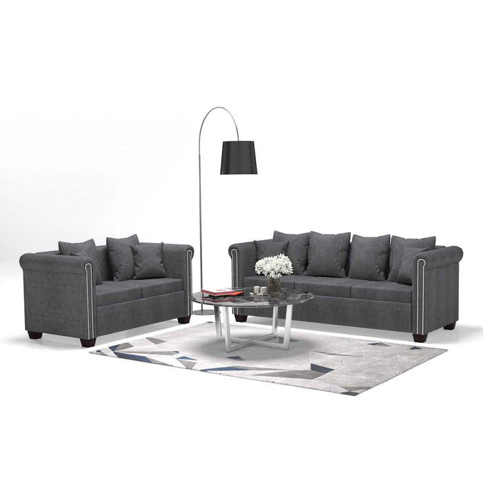 Set canapele 2 piese, material textil, gri închis WALTI