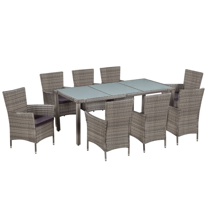 Set mobilier de exterior cu perne, 9 piese, gri, poliratan - WALTI WALTI