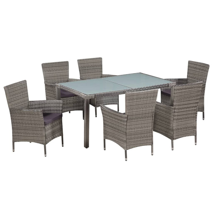 Set mobilier de exterior cu perne, 7 piese, gri, poliratan - WALTI WALTI