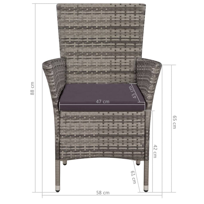 Set mobilier de exterior cu perne, 7 piese, gri, poliratan - WALTI WALTI