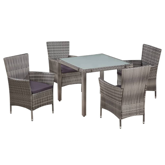 Set mobilier de exterior cu perne, 5 piese, gri, poliratan - WALTI WALTI