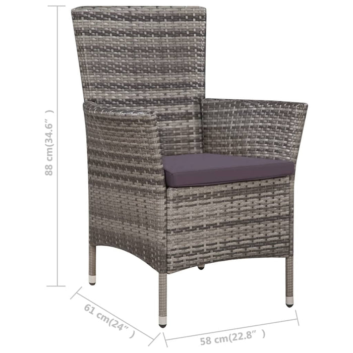 Set mobilier de exterior cu perne, 5 piese, gri, poliratan - WALTI WALTI