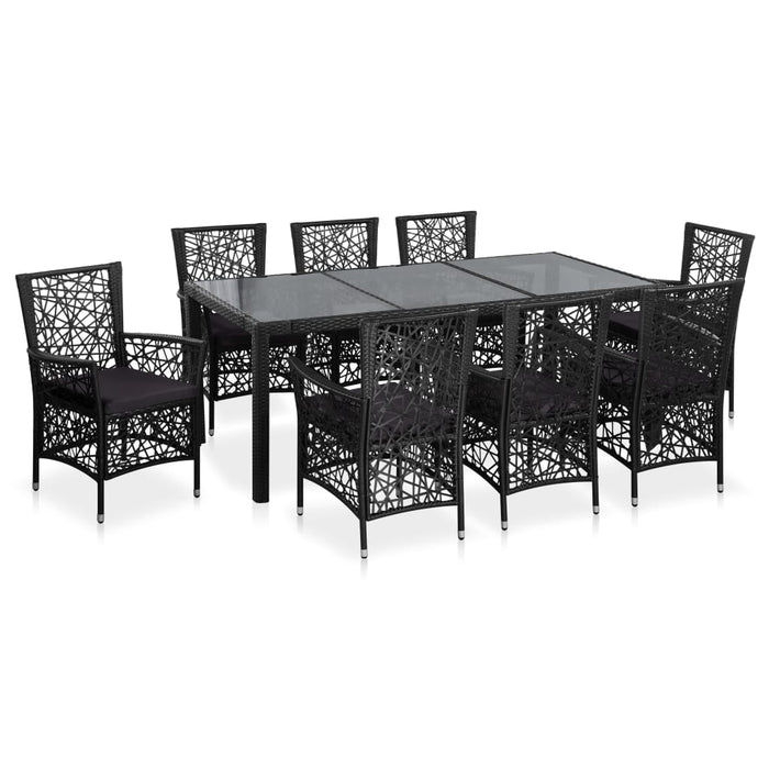 Set mobilier de exterior, 9 piese, negru, poliratan WALTI
