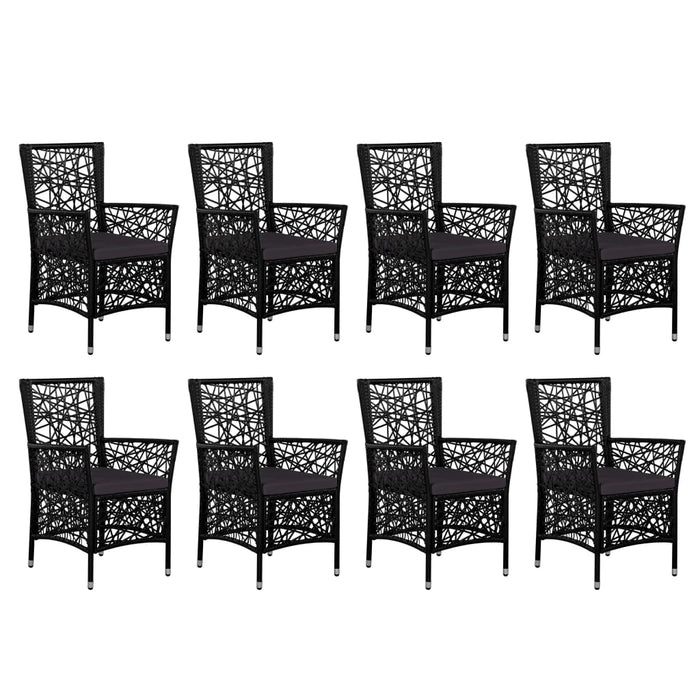 Set mobilier de exterior, 9 piese, negru, poliratan WALTI