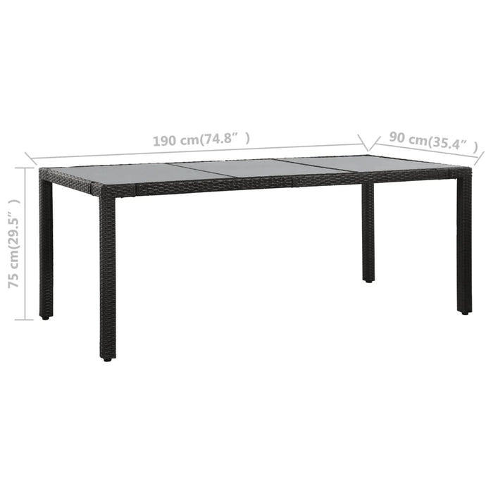 Set mobilier de exterior, 9 piese, negru, poliratan WALTI