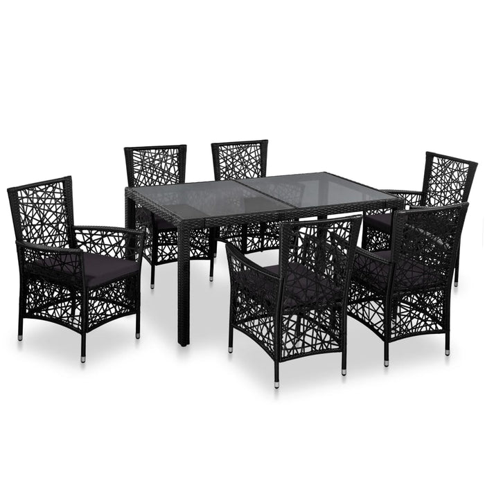 Set mobilier de exterior, 7 piese, negru, poliratan - WALTI WALTI