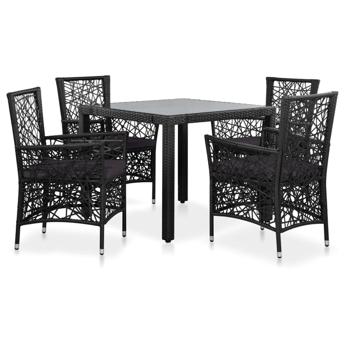 Set mobilier de exterior, 5 piese, negru, poliratan - WALTI WALTI